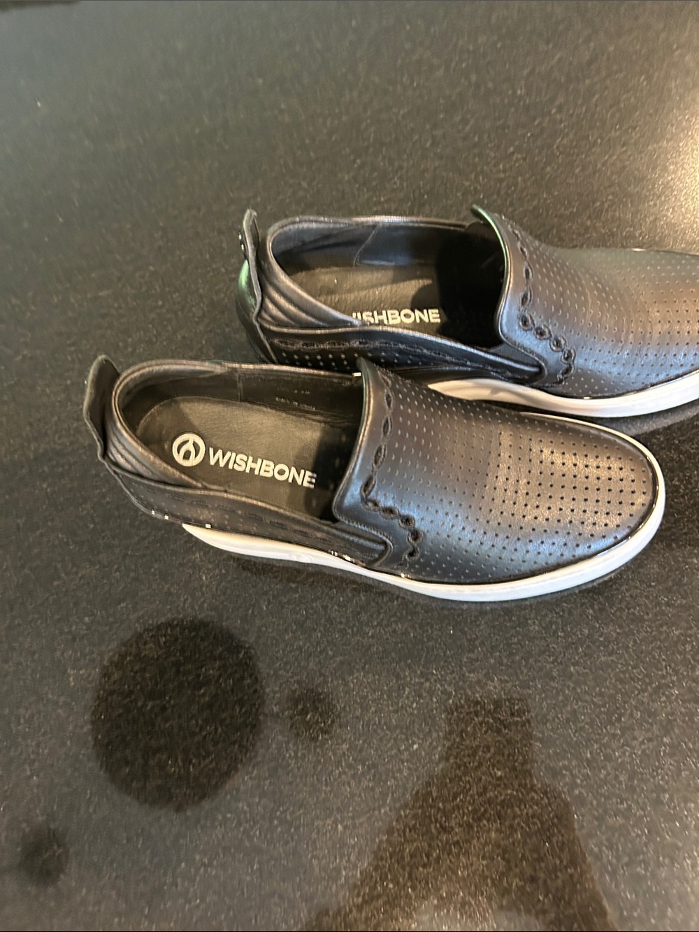 Wishbone Women's Black Perforated Slip-On Loafers